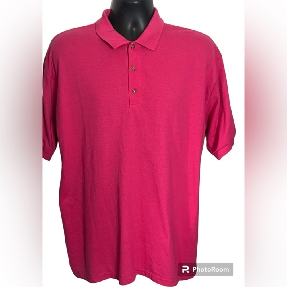 Gildan DryBlend Pink Polo Shirt Sz Large